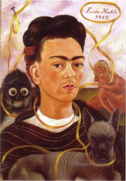 Frida Kahlo Painting - Autorretrato con el feminismo del Mono Pequeño Frida Kahlo